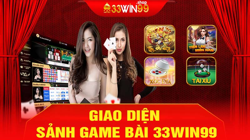 Giao diện sảnh game bài 33win99 đẹp mắt